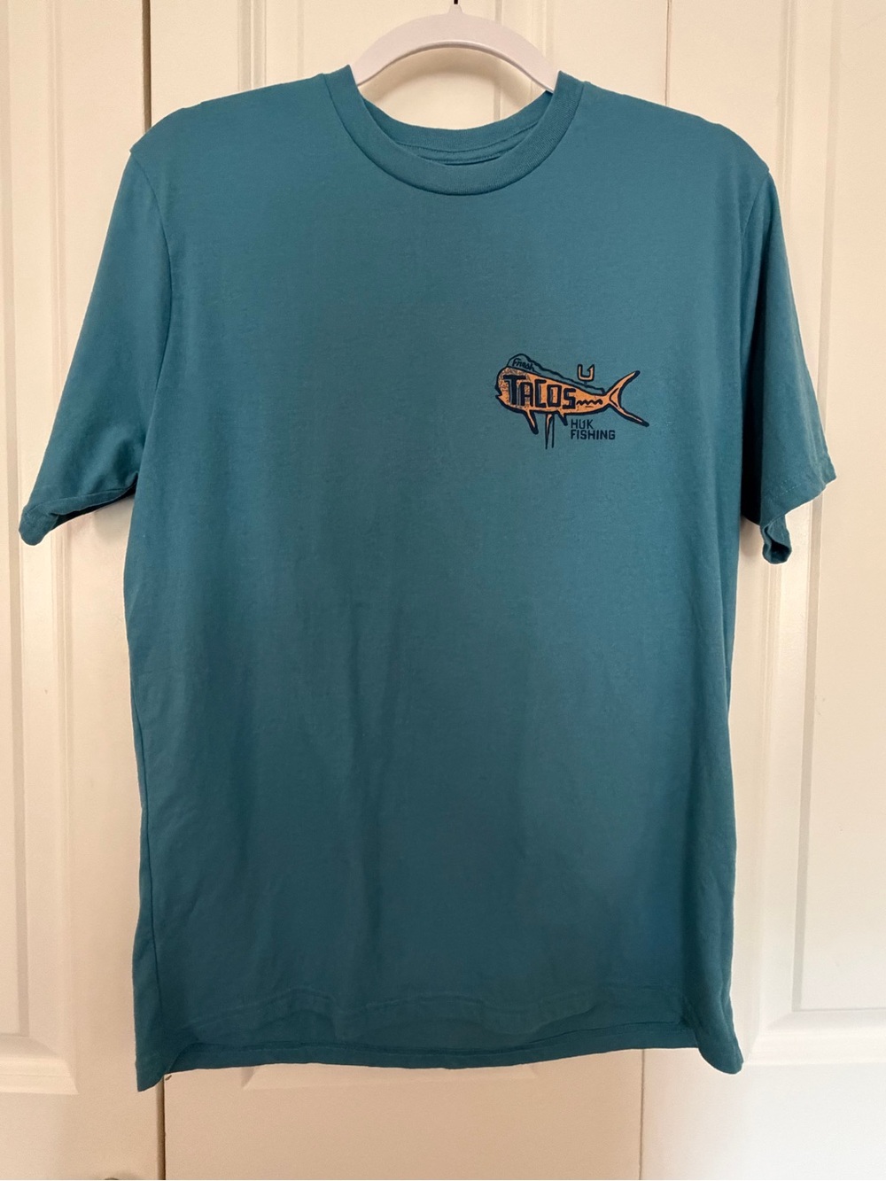 Huk Teal Short-Sleeve Fishing Shirt with Talos Logo